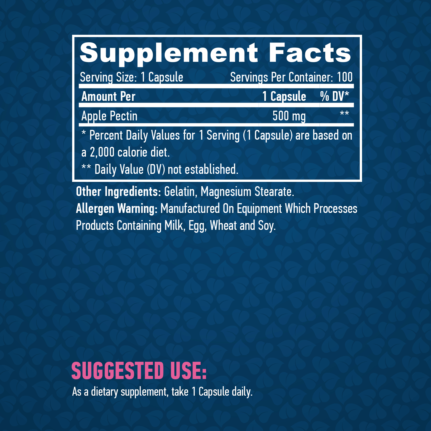 HAYA LABS Apple Pectin 500 mg / 100 Caps