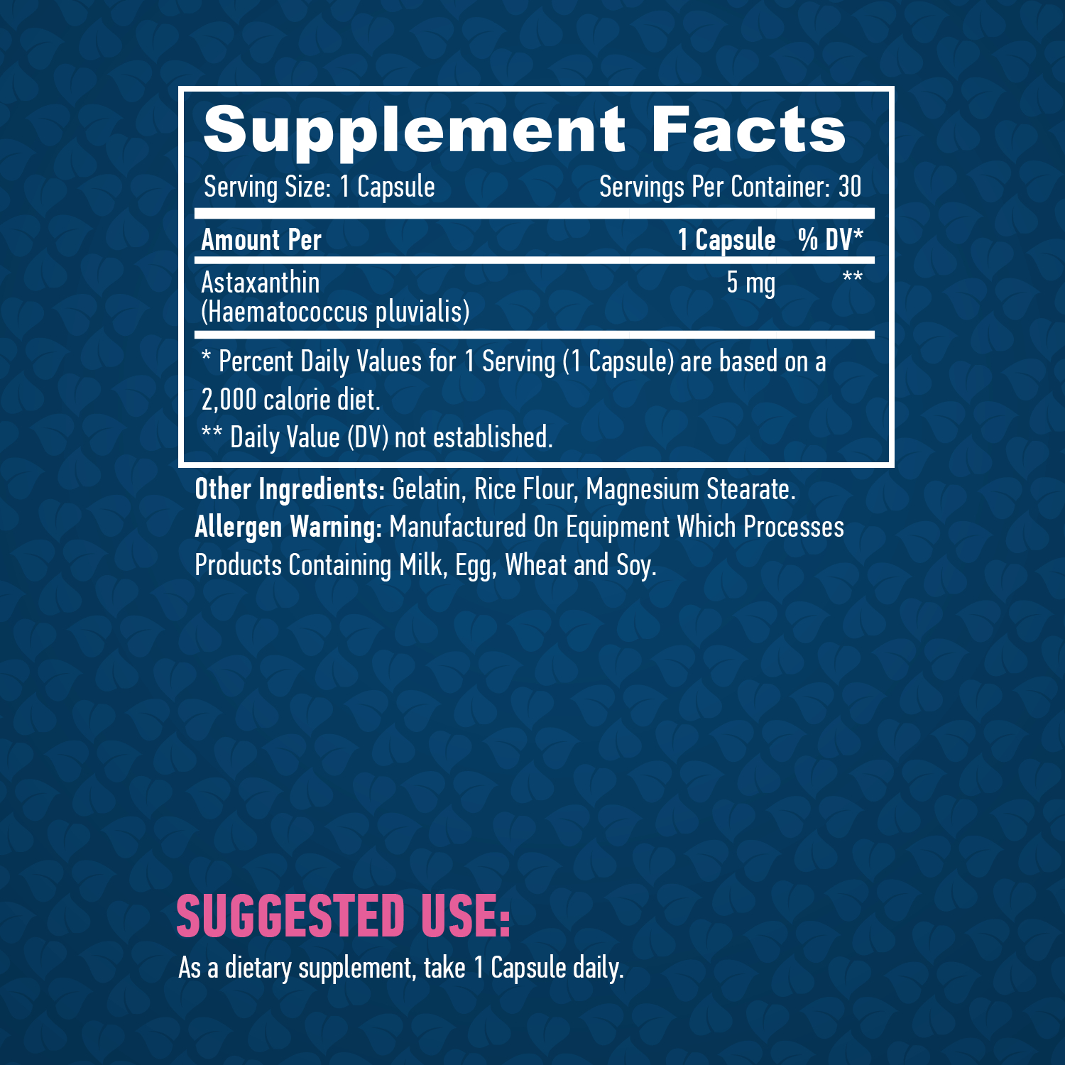 HAYA LABS Astaxanthin 5 mg / 30 Caps