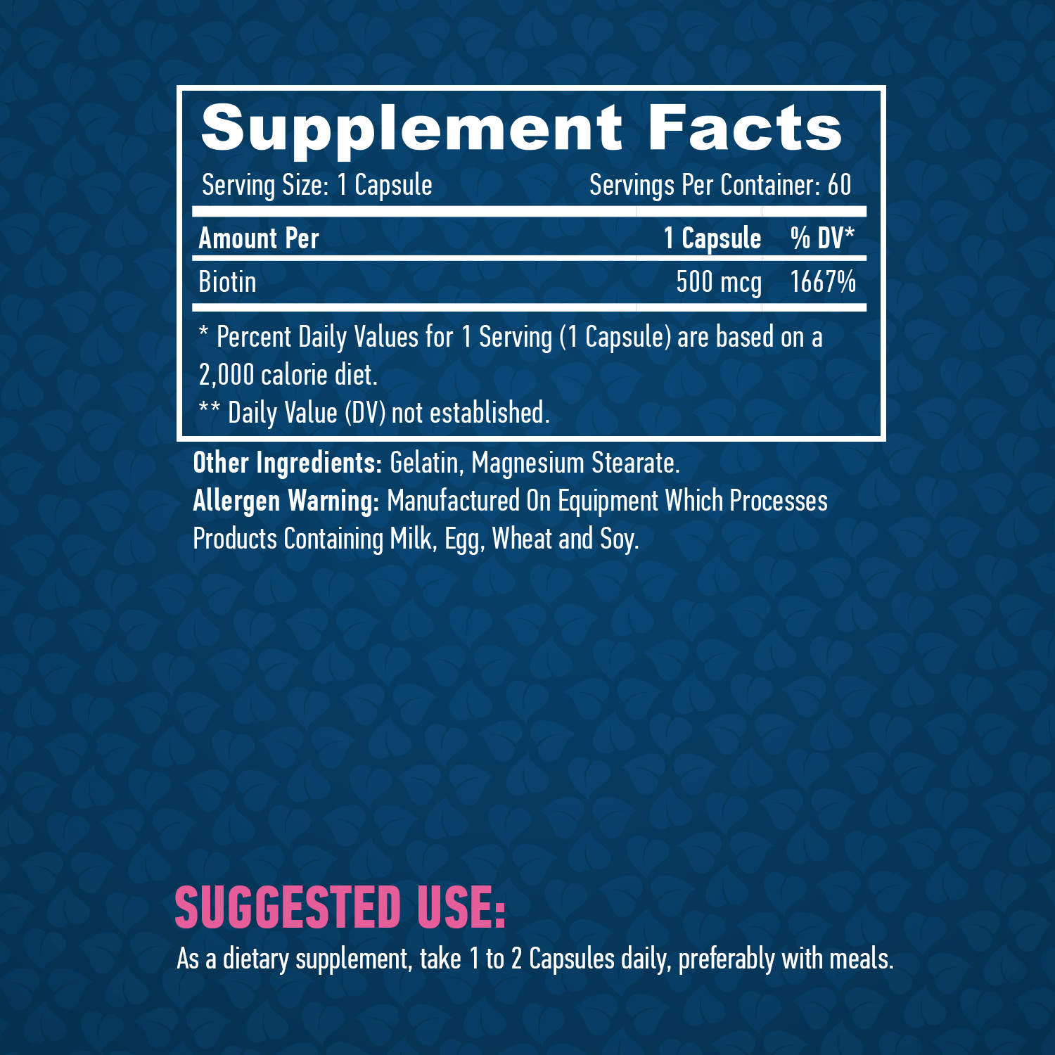 HAYA LABS Biotin 500 mcg / 60 Caps