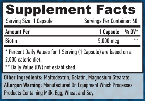 HAYA LABS Biotin 5000 mcg / 60 Caps