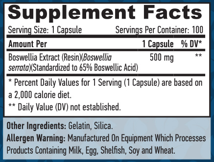 HAYA LABS Boswellia Extract 500 mg / 100 Caps