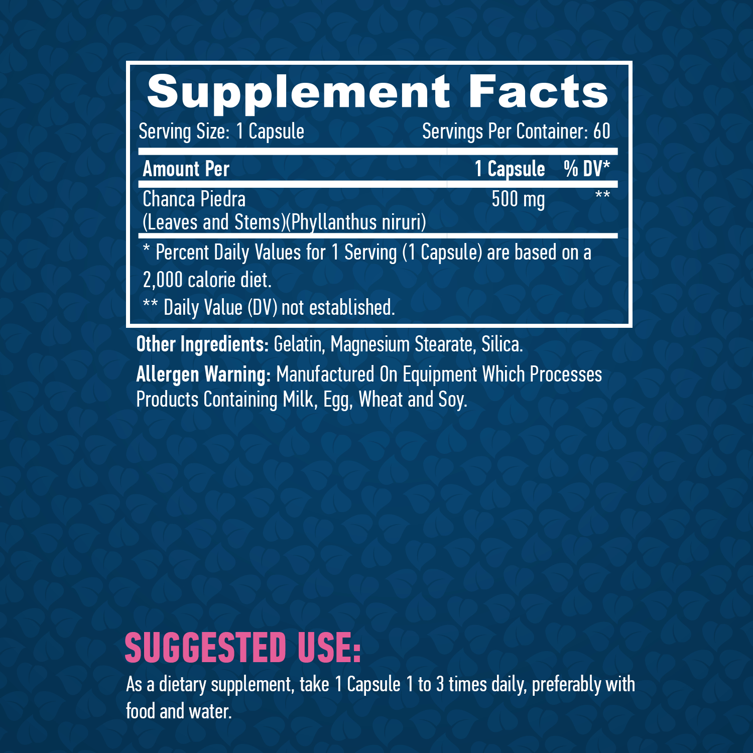 HAYA LABS Chanca Piedra 500mg. / 60 Caps