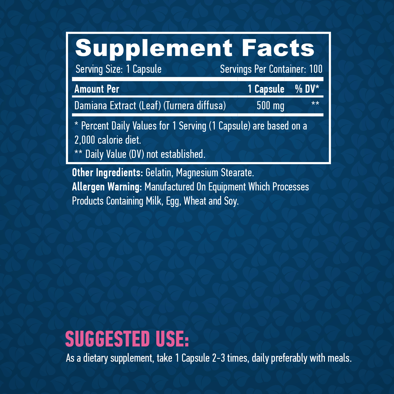 HAYA LABS Damiana Leaf Extract / 100 Caps