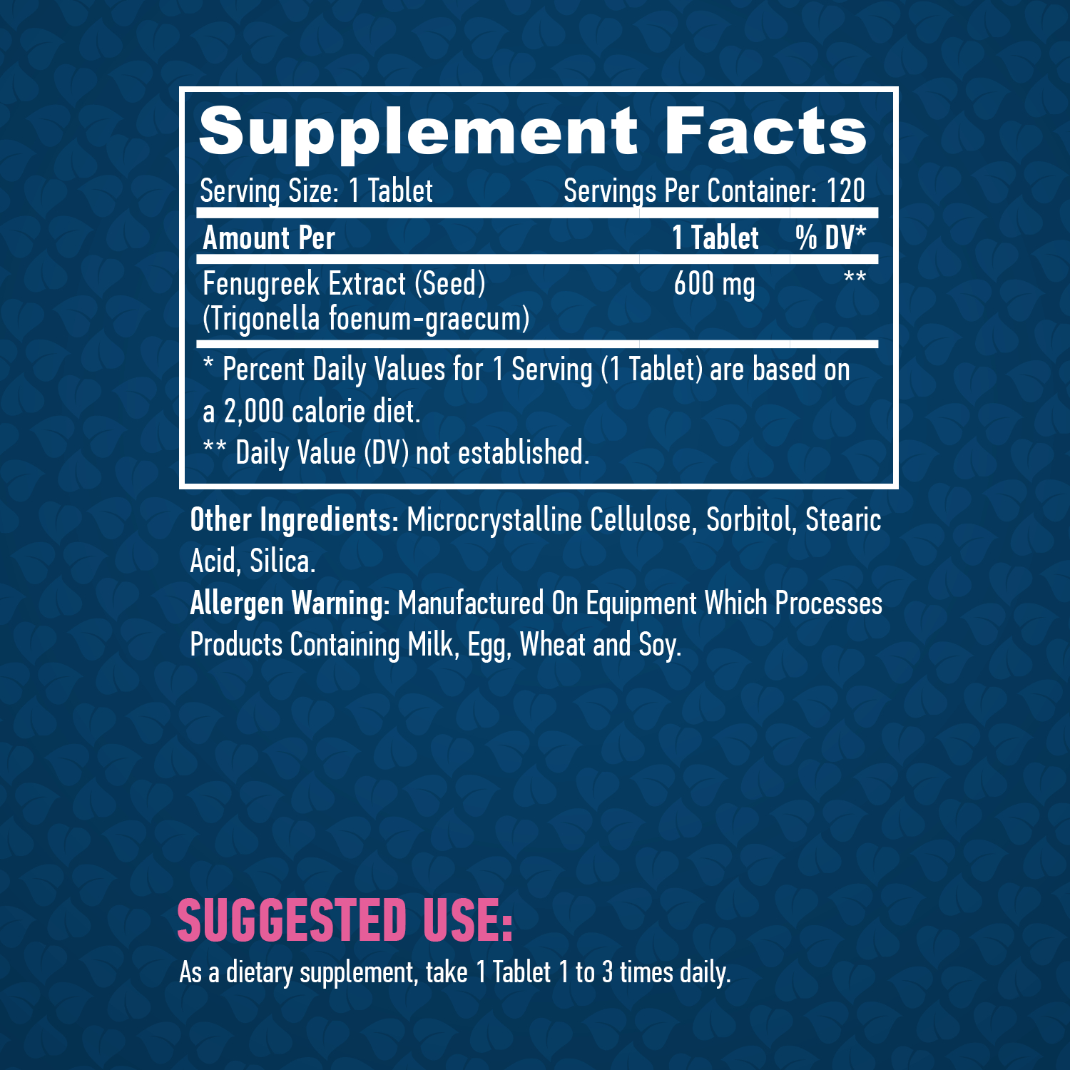 HAYA LABS Fenugreek 600 mg / 120 Tabs