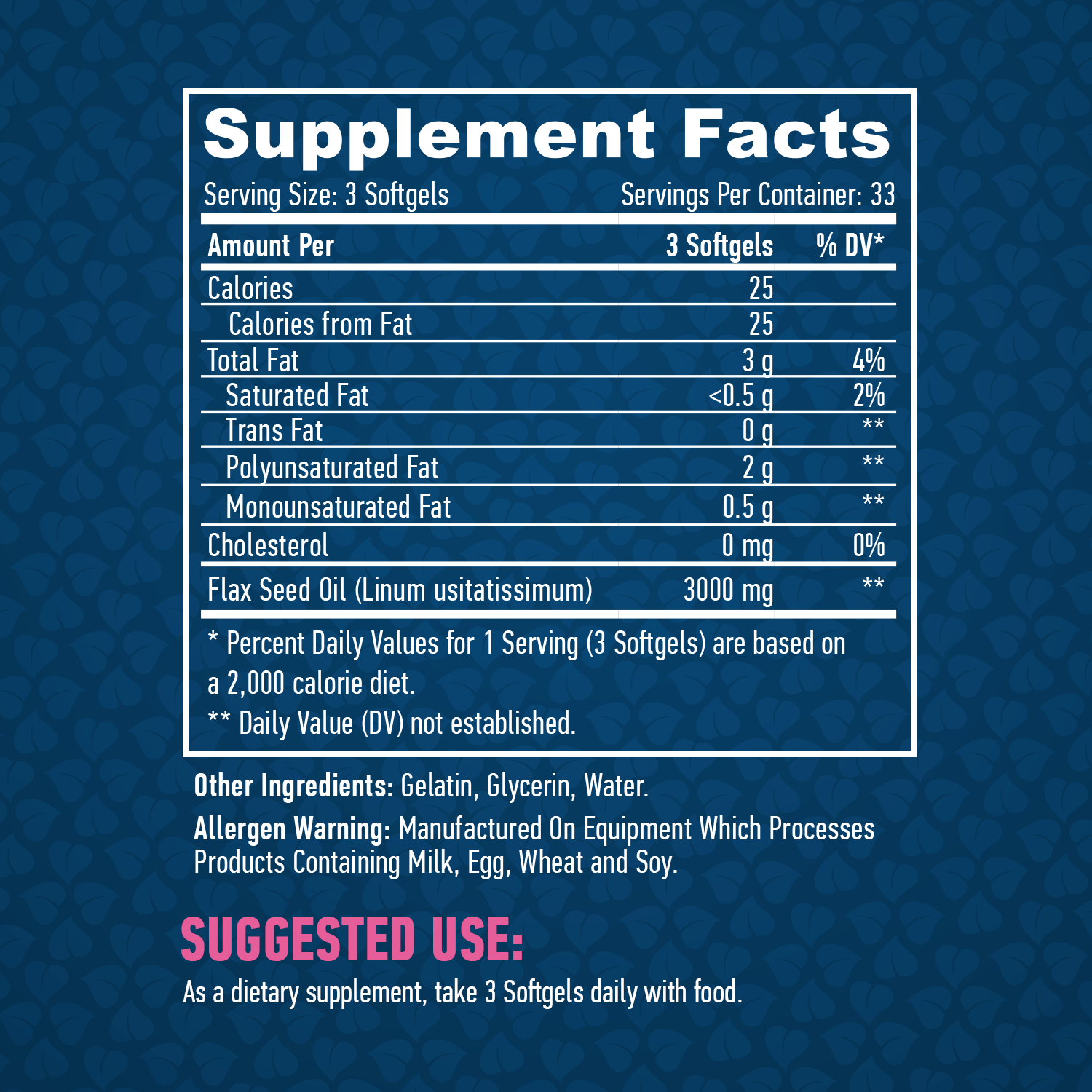 HAYA LABS Flaxseed Oil 1000 mg / 100 Softgels
