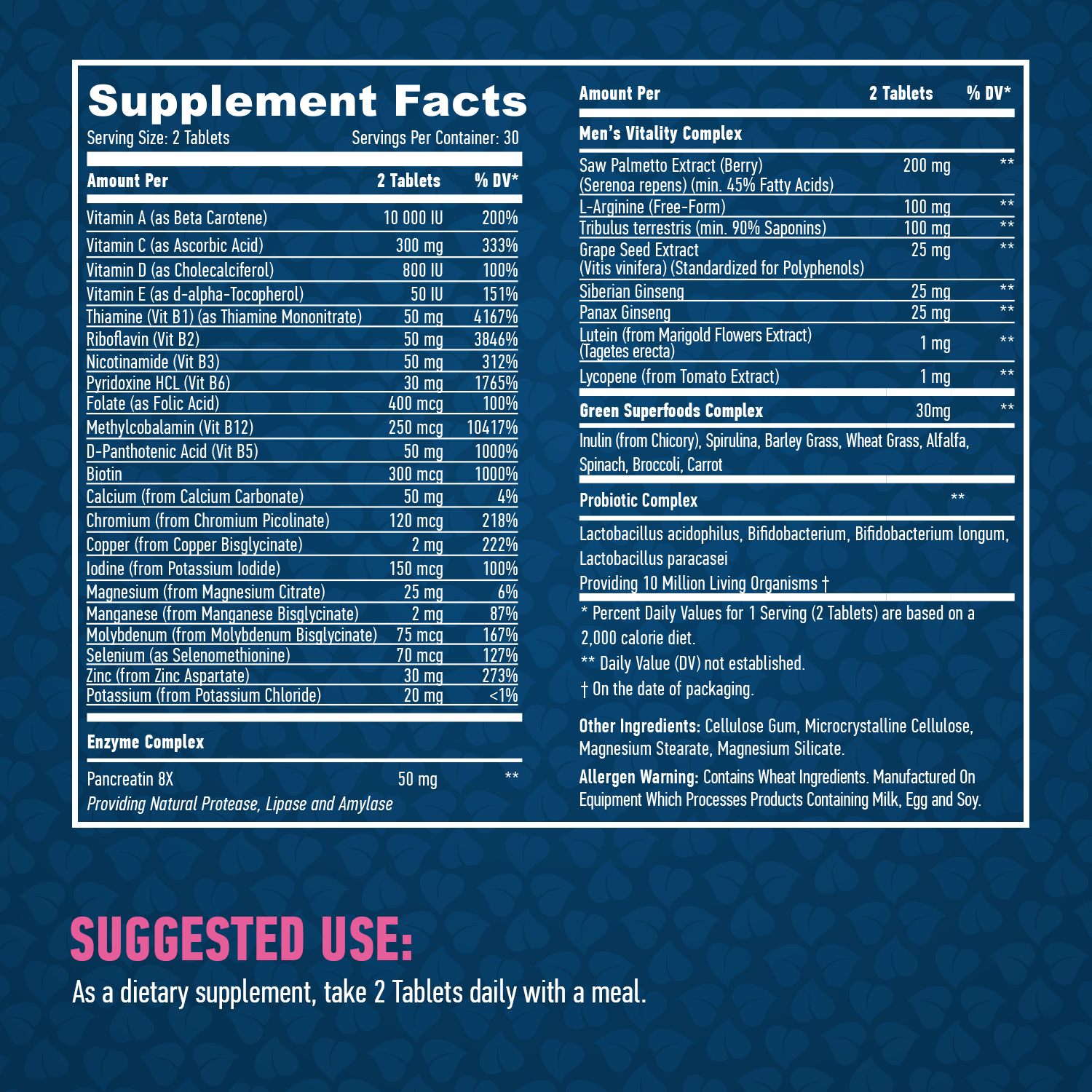 HAYA LABS Food Based Men's Multi / 60 Tabs