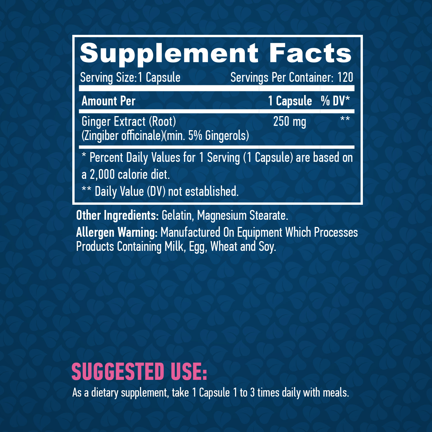 HAYA LABS Ginger 250 mg / 120 Vcaps