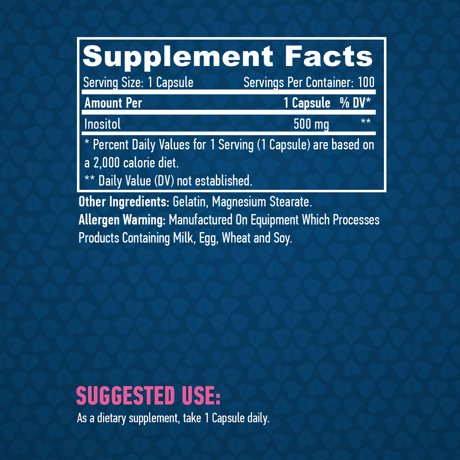 HAYA LABS Inositol 500 mg / 100 Caps