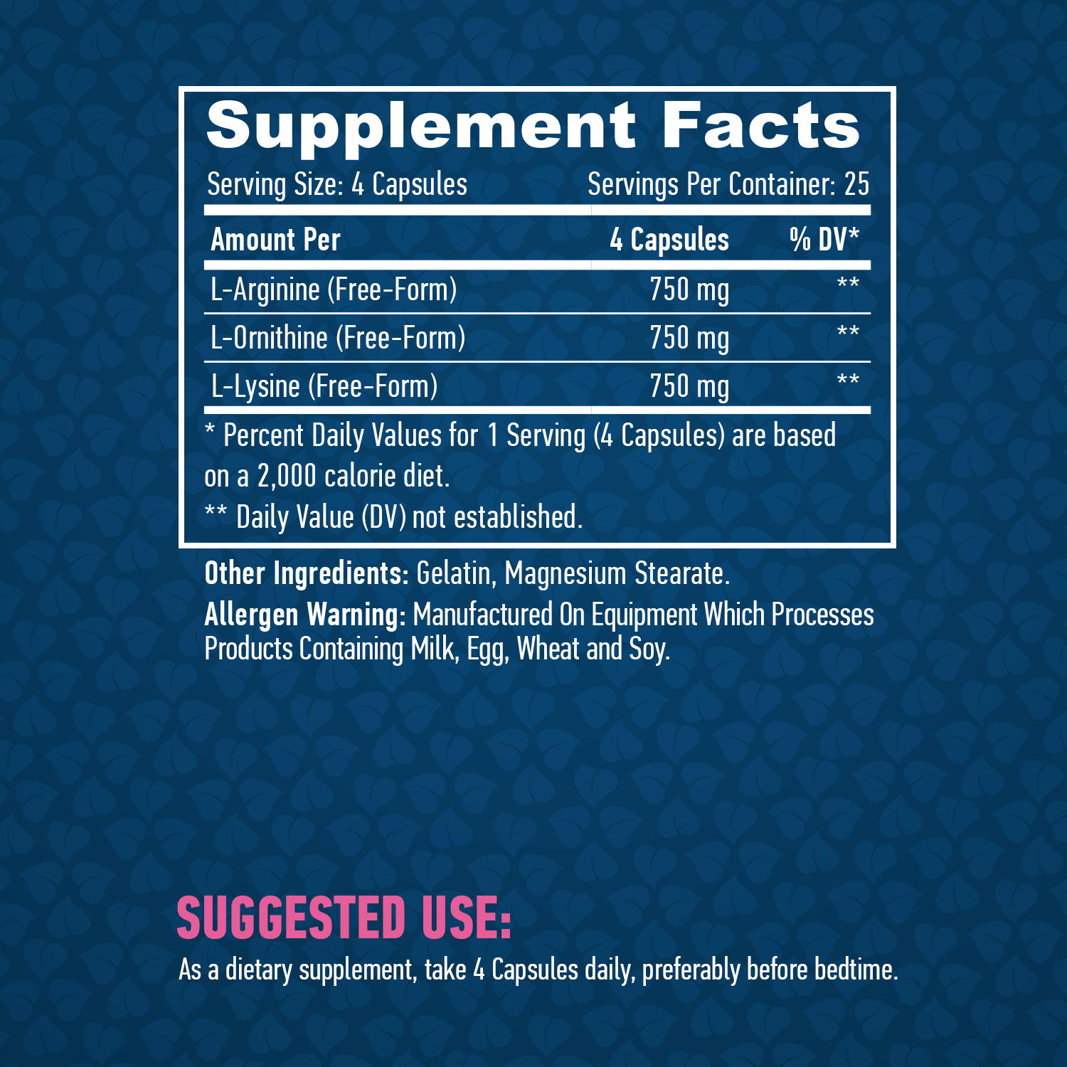 HAYA LABS L-Arginine / L-Ornithine / L-Lysine / 100 Caps