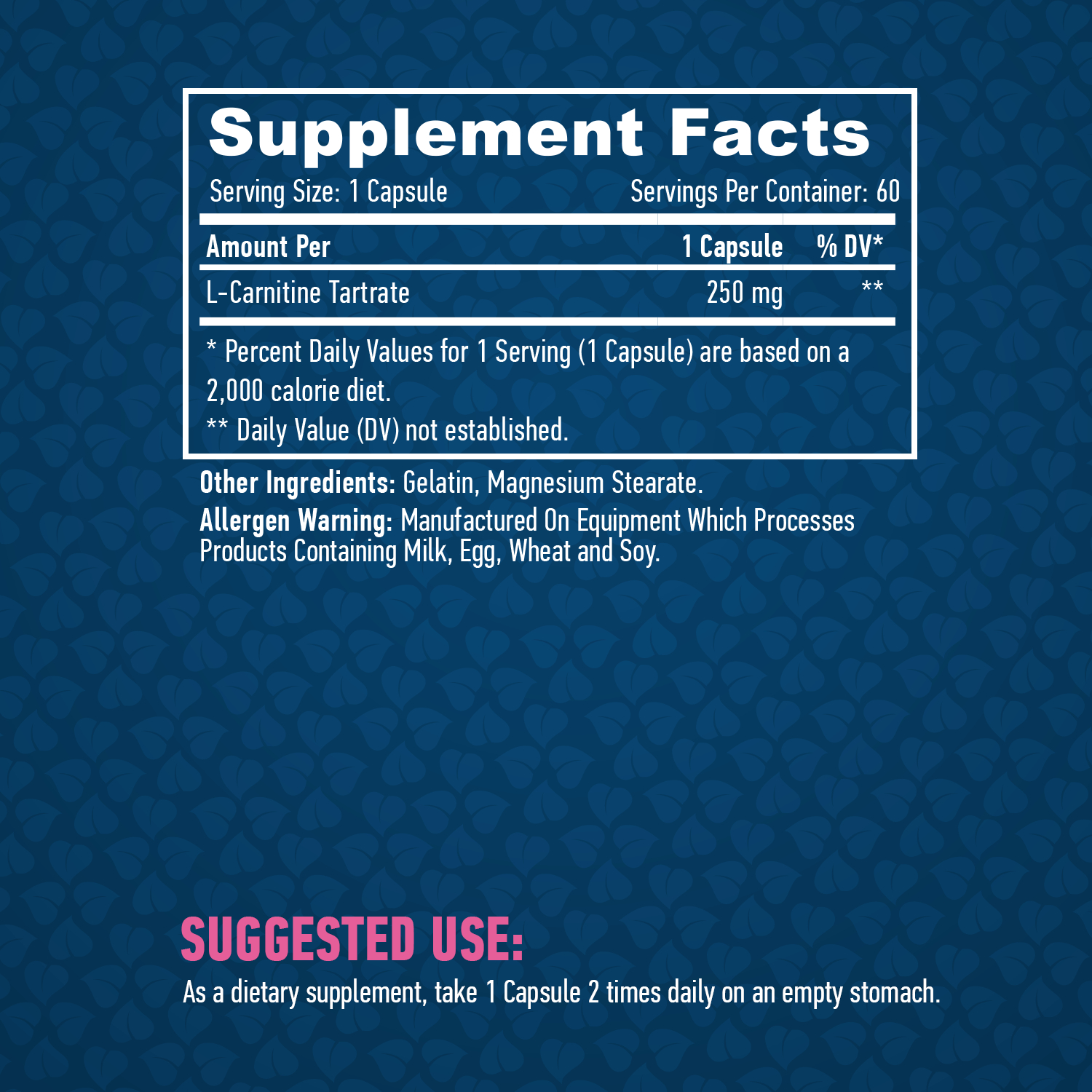 HAYA LABS L-Carnitine 250 mg / 60 Caps