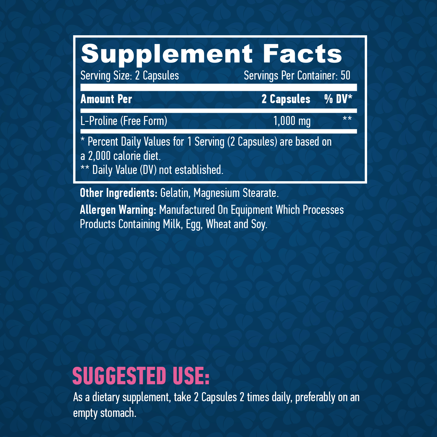 HAYA LABS L-Proline 1000 mg / 100 Caps