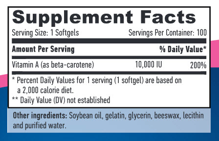 HAYA LABS Natural Beta Carotene 10,000 IU / 100soft.
