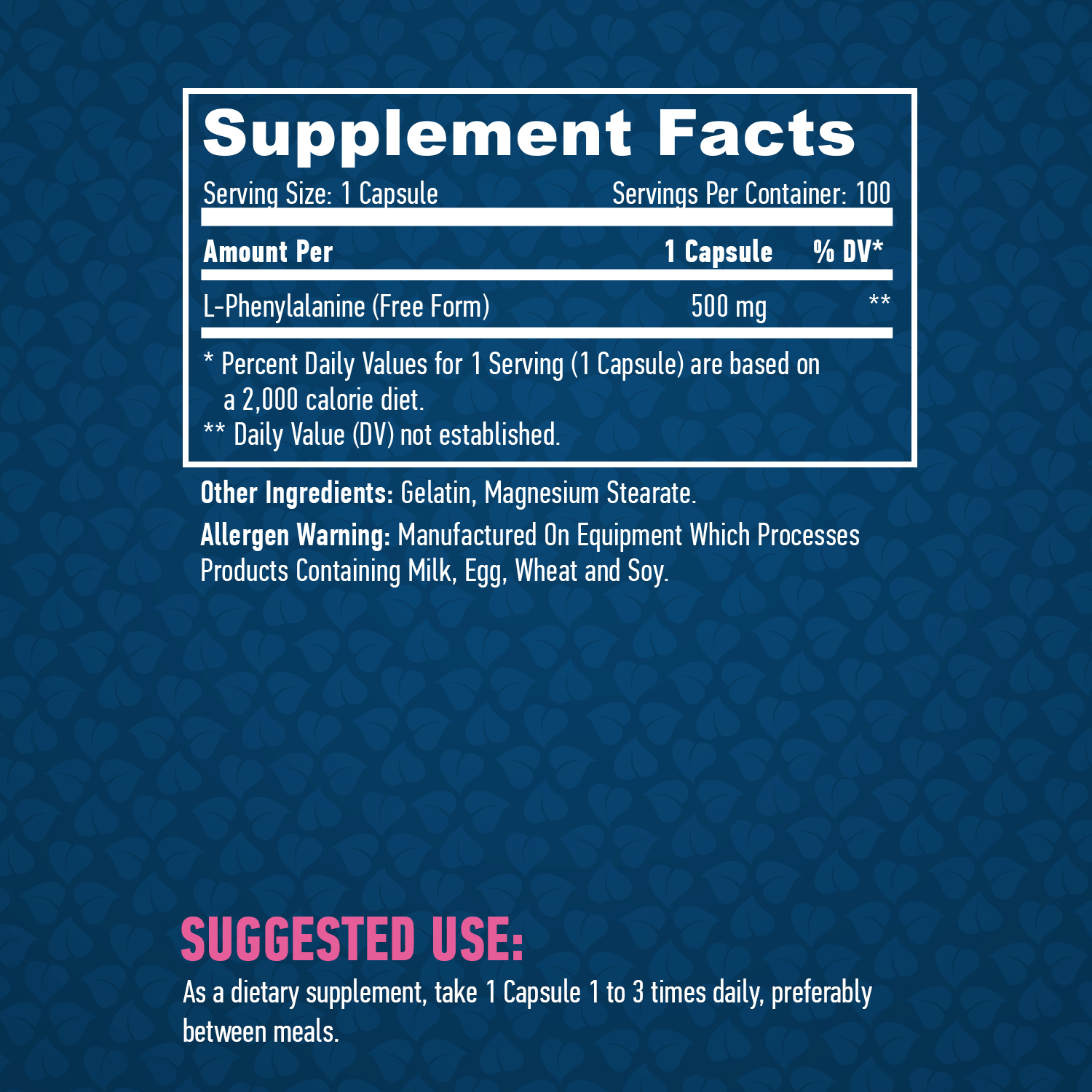 HAYA LABS Phenylethylamine 500mg / 100 Caps.