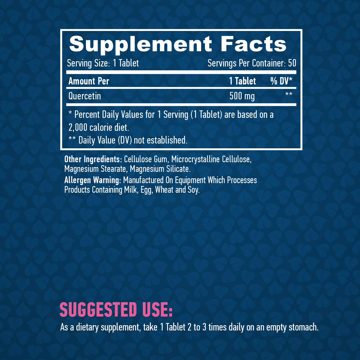 HAYA LABS Quercetin 500 mg / 50 Tabs