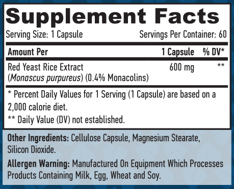 HAYA LABS Red Yeast Rice 600 mg / 60 Vcaps