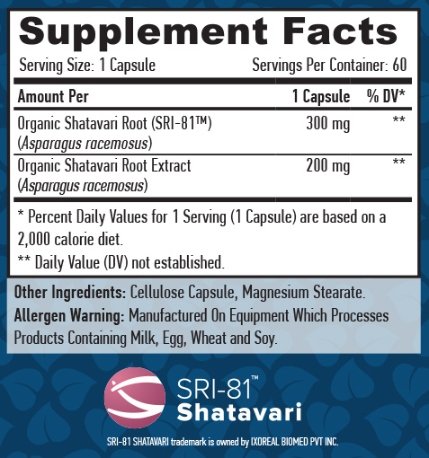 HAYA LABS Shatavari SRI-81 / 60 Vcaps