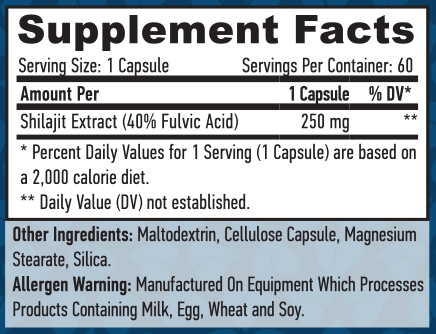 HAYA LABS Shilajit 250 mg / 60 Vcaps