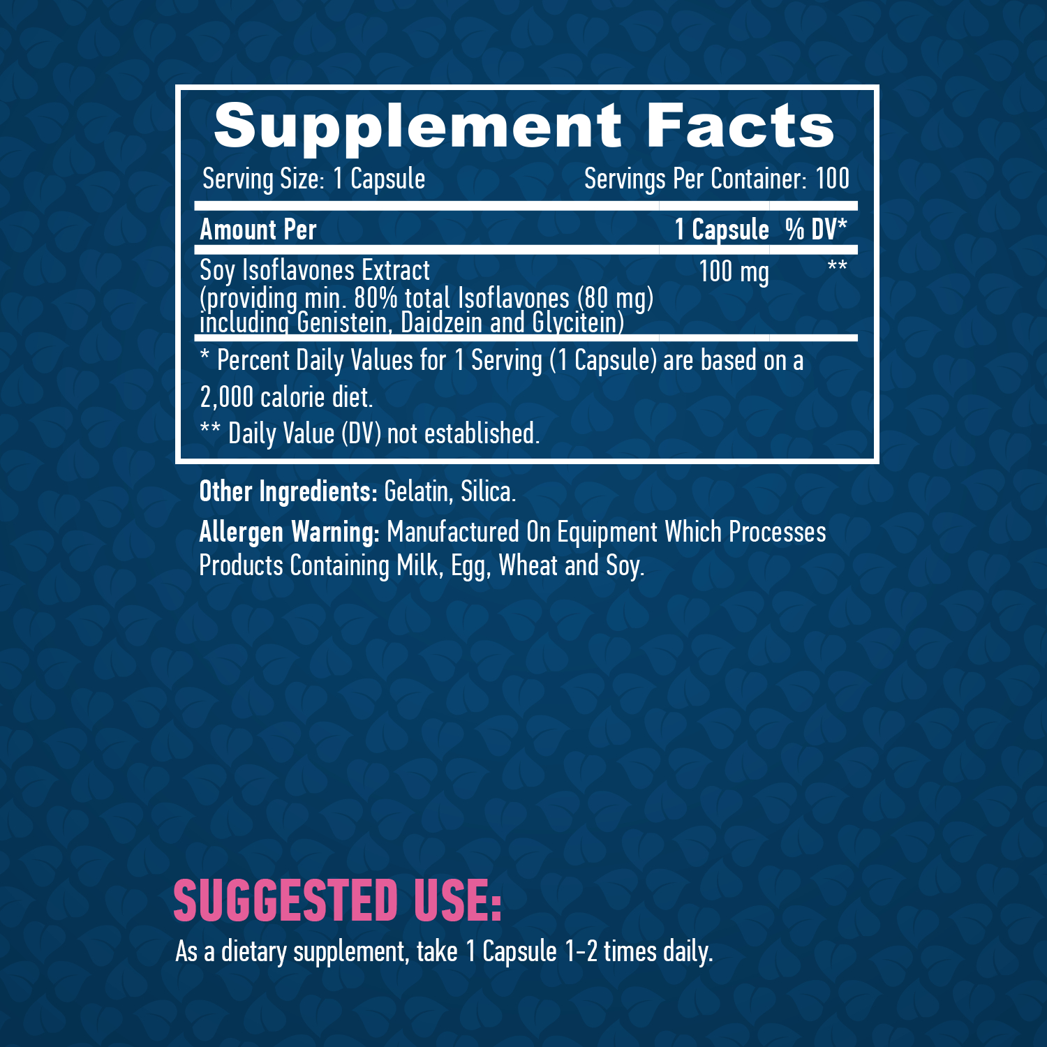 HAYA LABS Soy Isoflavones 80% Extract NON-GMO 100 mg / 100 Caps