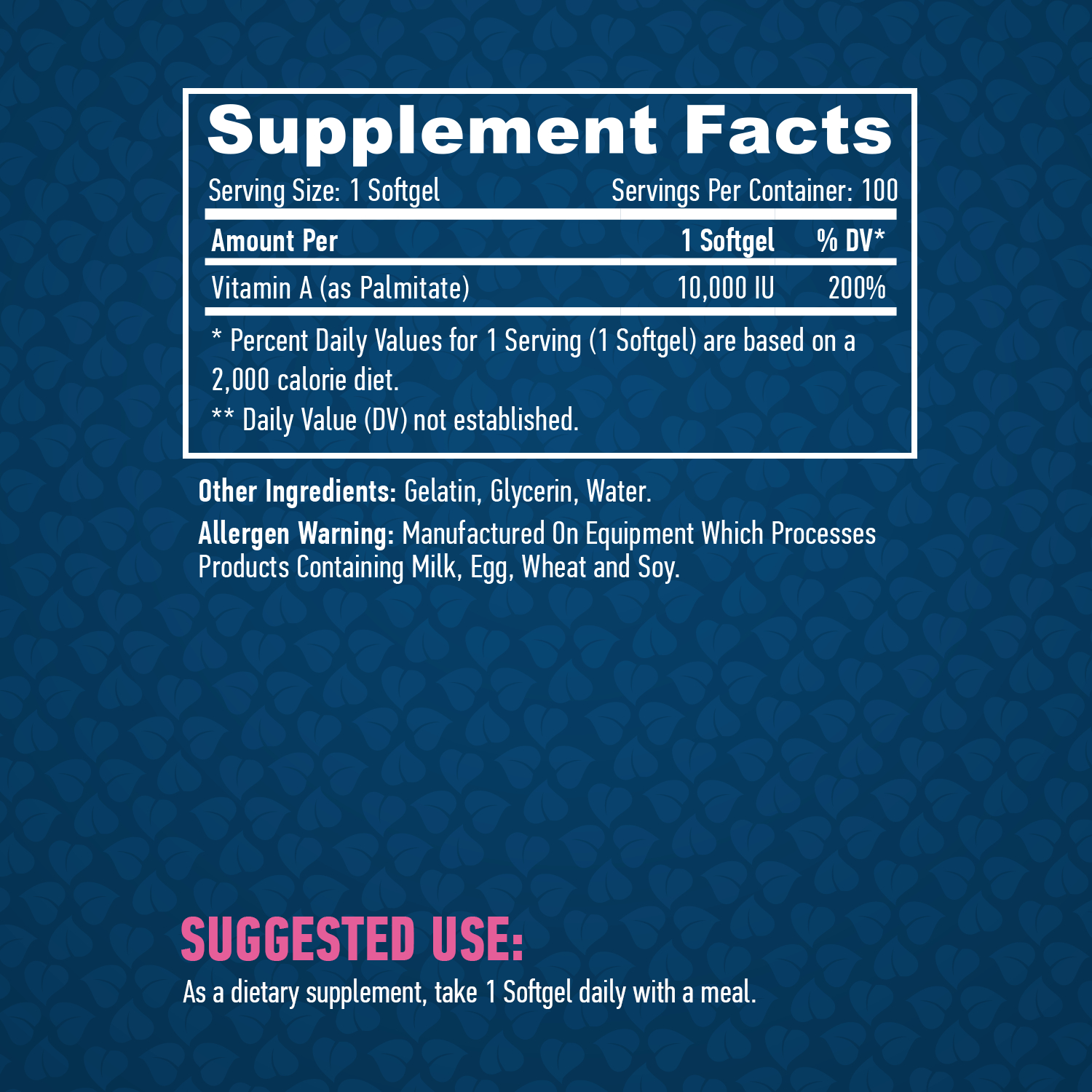 HAYA LABS Vitamin A 10000 IU / 100 Softgels